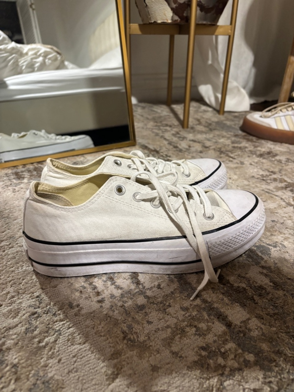 Converse Women's White Low-Top Canvas Sneakers with Black Stripe